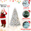 Arbre de Noël enneigé 6 pi avec 350 lumières Ul multicolores, 36 branches de pin naturel, 888 pointes, construction à charnières pour une installation rapide, support en métal enneigé avec des branches qui sauvent du temps