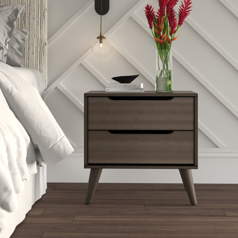 Bedo 60.03cm W Bedside Table, Grey