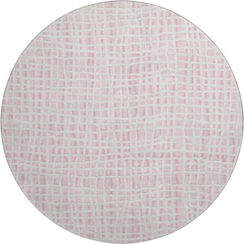 Premium Machine Washable Prisco Pink Rug, Round 8'