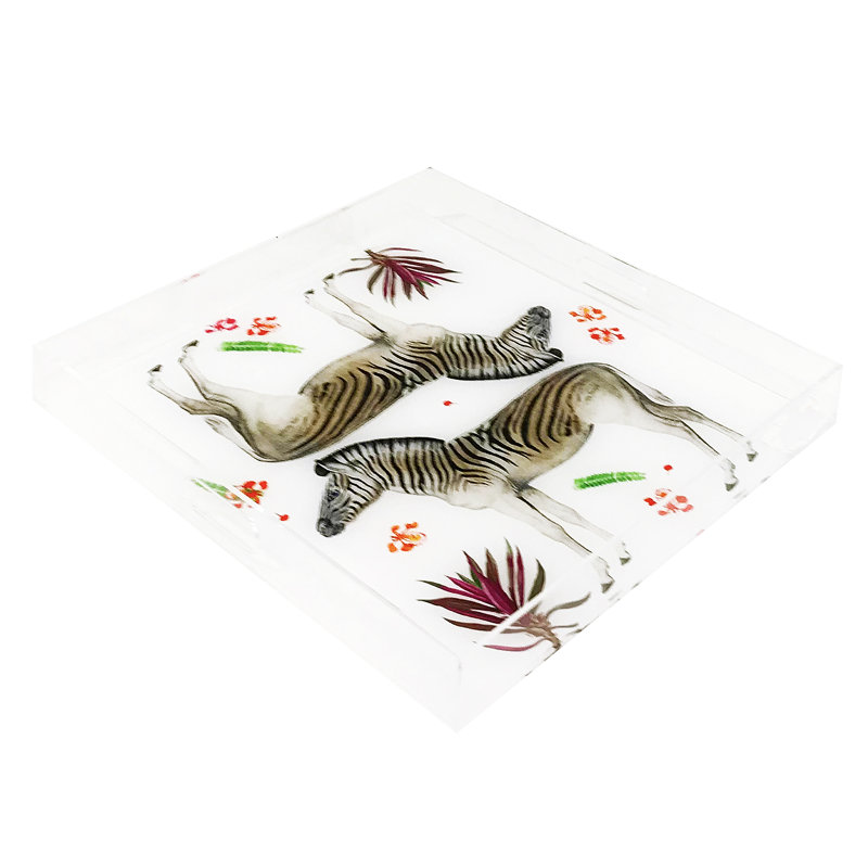 Zebra Seeing Double Acrylic Decorative Tray