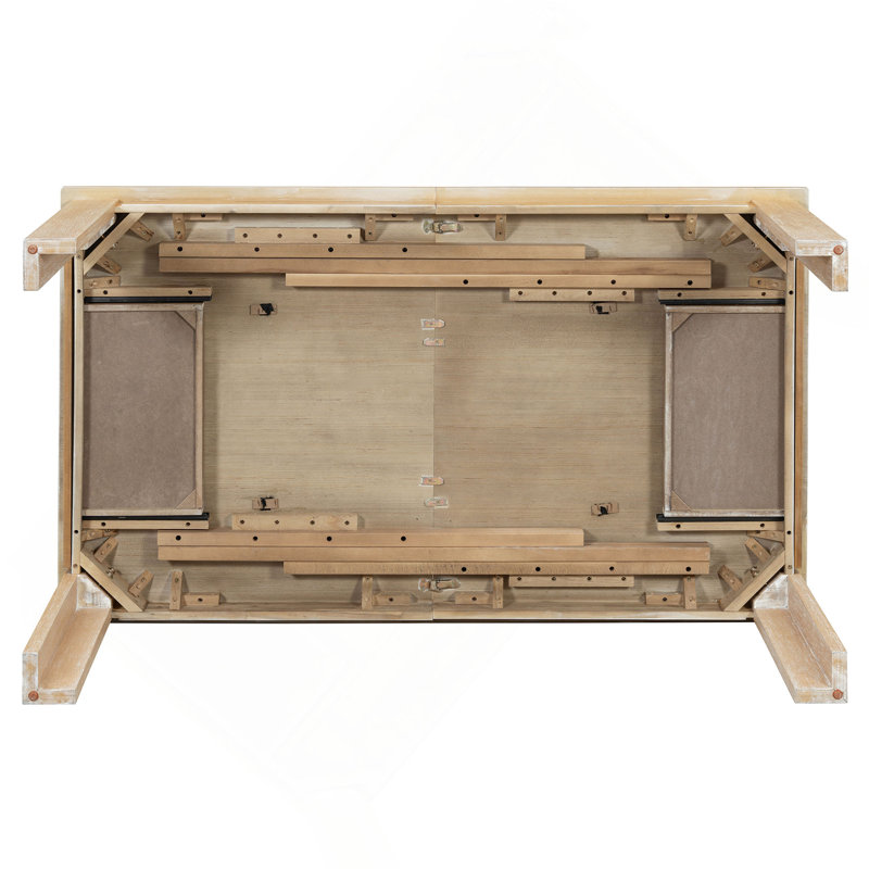 Ensemble de table de salle à manger en bois 7 pièces Farmhouse, Bois naturel délavé