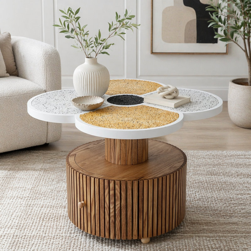 Table d'appoint à quatre feuilles Clover, Natural