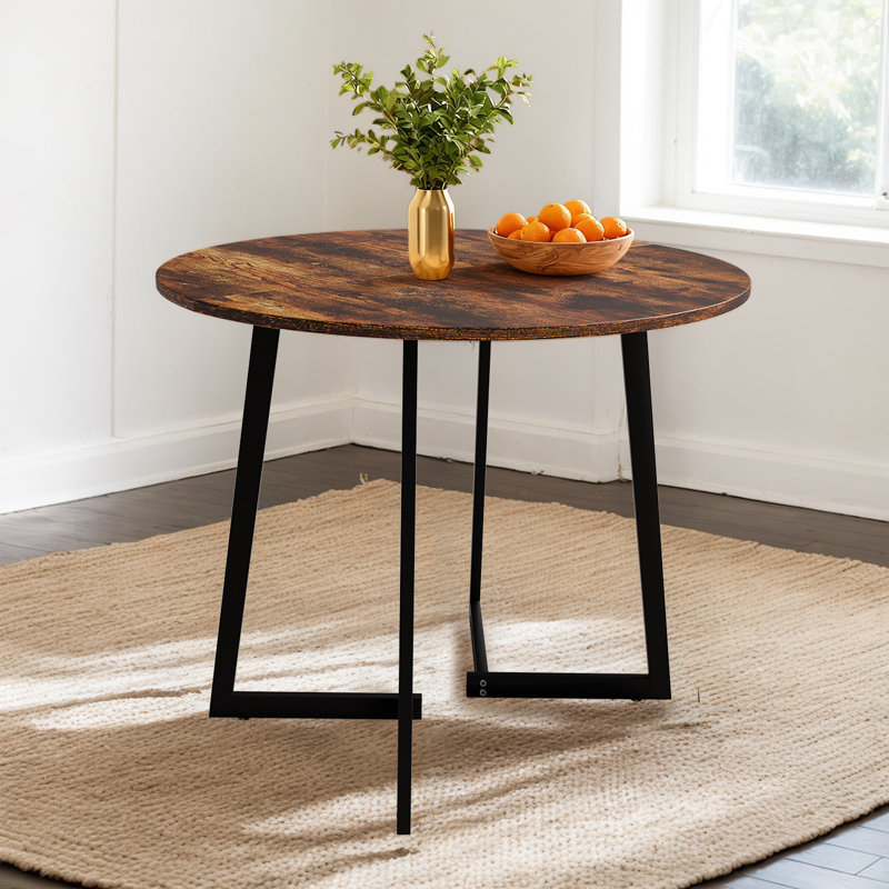 Table de salle à manger moderne 36 po avec base stable à pieds croisés, Brun