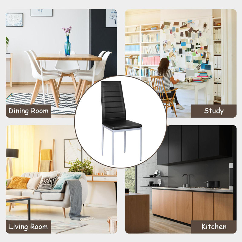 Bronsen 19'' H Upholstered Metal Side Chair, Black