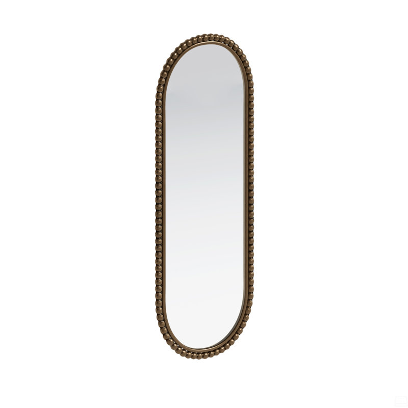 Iron Art Oval Retro Mirror, Antique Effect,Wall Hanging, Vertical, Gold