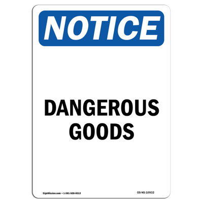 Dangerous Goods Aluminum Sign 18 x 24