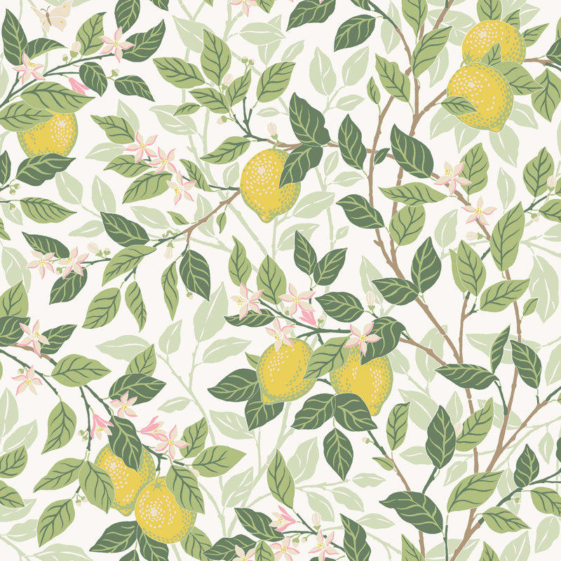 Boråstapeter Citronträd Wallpaper, Ivory/Leaf