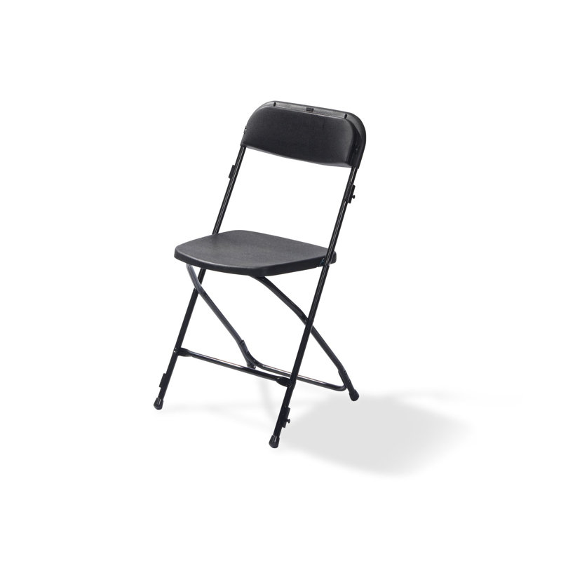 Budget Folding Chair, Foldable And Stackable, Steel Frame, 43X49X80Cm (Wxdxh), Black, Black