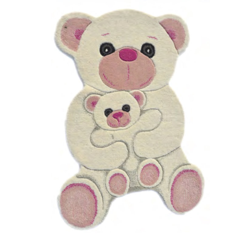 Fern Animals Polar Bear Flatweave Wool Ivory/Pink Rug