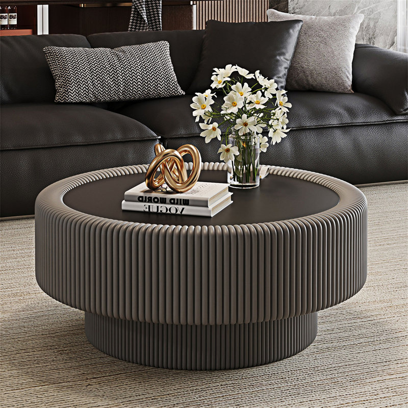 Table basse avec rangement dissimulé, Gris, H 15,58 po x l 31,51 po x P 31,51 po