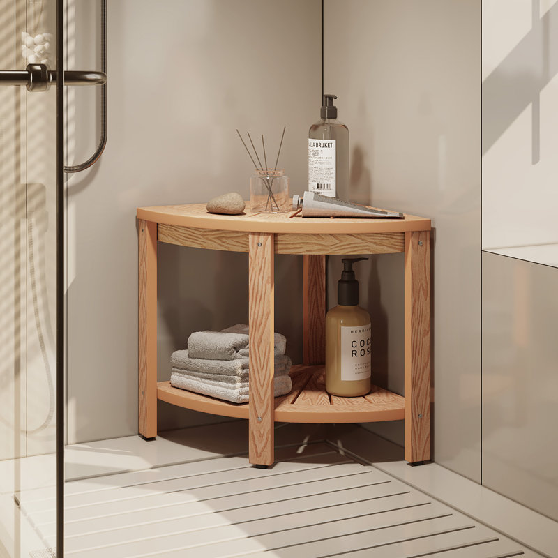 Banc de douche en polystyrène HPS de l 17,12 po Kerstetter, Brun