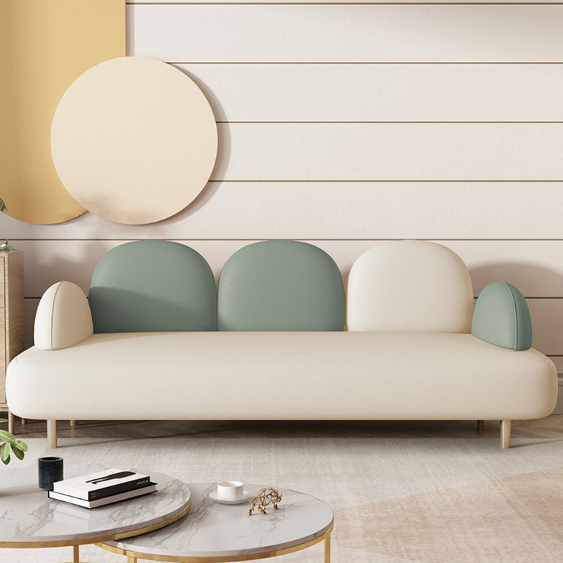 Canapé de luxe italien à lumière simple, Blanc cassé / vert