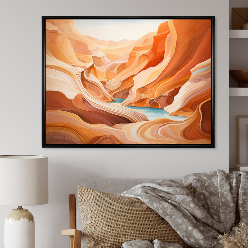 Canyon Antelope, art liquide IV - impression, Cadre flottant noir, H 24 po x l 32 po x P 1 po