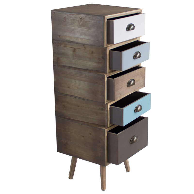 Aldan Solid Wood 38.5cm W 5 - Drawer Chest of Drawers