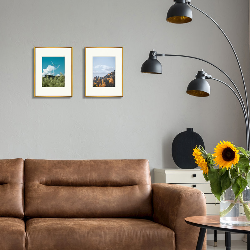 Cadre photo Drennon en métal, cadres photo ou plateau de table et fixation murale, Bronze, 9 po x 12 po emmêlé à 6 po x 8 po
