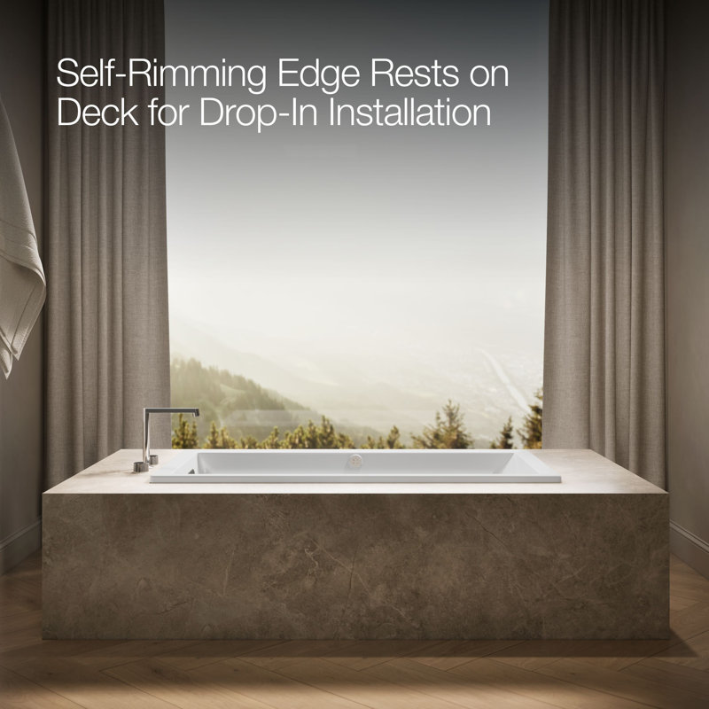 Underscore Rectangle 60-In X 30-In Heated Bubblemassage Air Bath With Reversible Drain, White