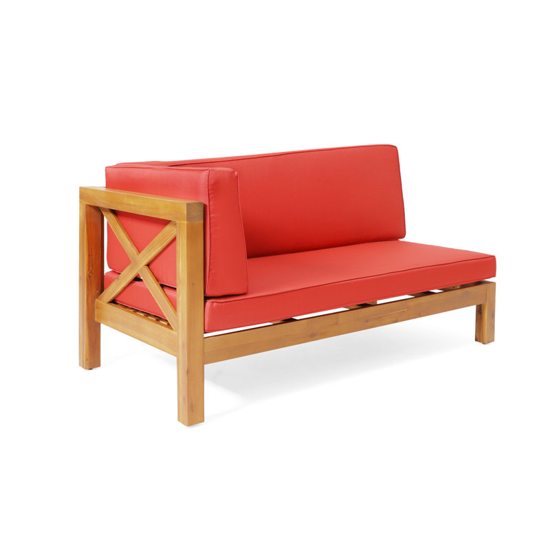 Banc de coin gauche, rouge - bois et coussins d'eau pour un banc de porche charmant avec un attrayant