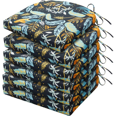 Outdoor Patio Chair Cushions with Ties, Water Resistant and Fade Resistant Seat Pads, Supportive Foam, Philomel