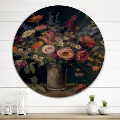 Retro Still Life with Blossoming Wildflowers I - Floral Wood Wall Art - Natural Pine Wood