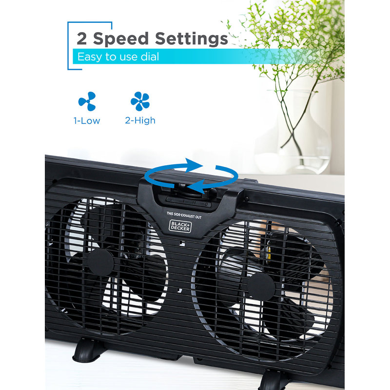 BLACK+DECKER 9 inch Dual Window Fan for Window Screen with 2 Speed Settings
