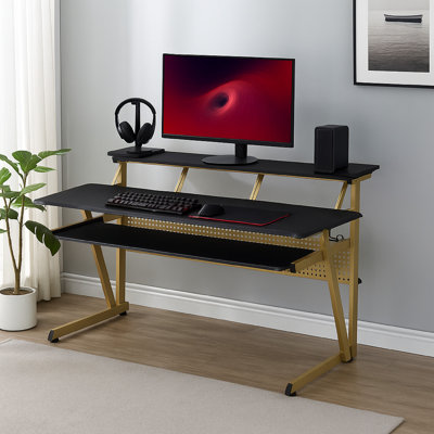 Bureau pour ordinateur Vion 71 pouces, noir, 3 niveaux Vion