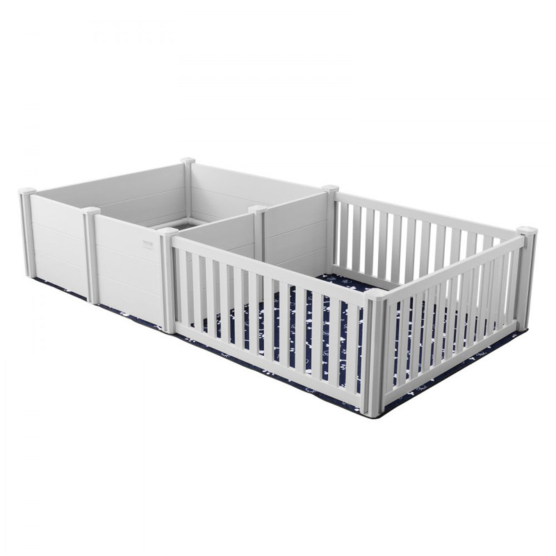 Dog Whelping Box 93.3 x 48.4 x 18.1in Dual Zone PVC with Rails Pee Pad