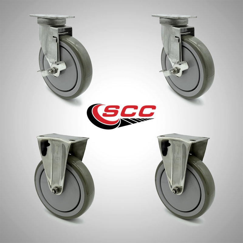 4 Piece Polyurethane Top Plate Caster Set