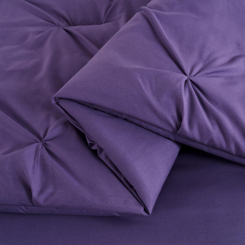 10-Piece Pintuck Bed in a Bag Comforter Set with Sheets and Decorative Pillows, Dark Purple