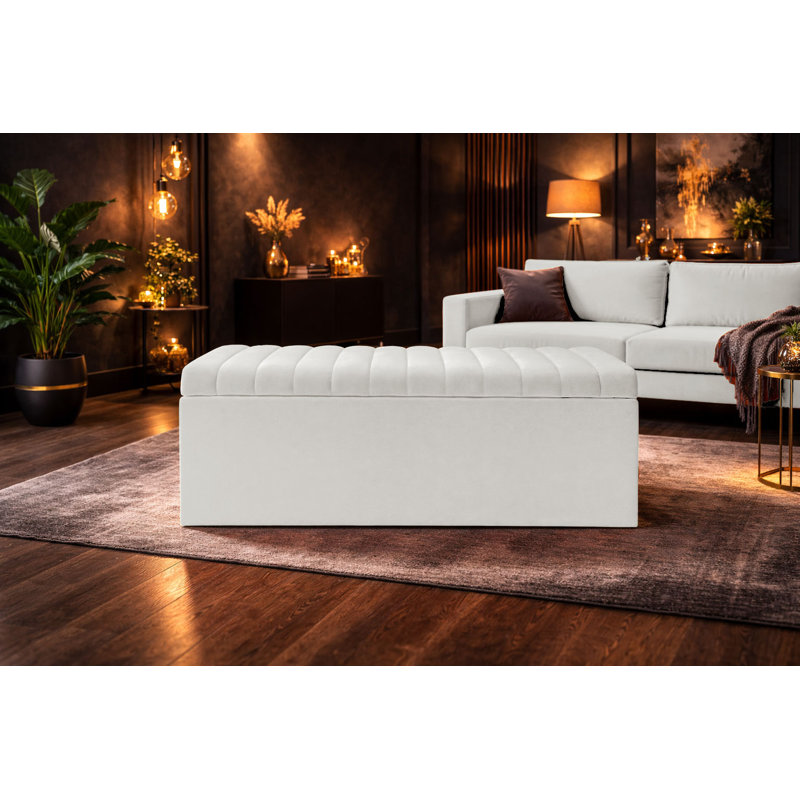 Royal Velvet Storage Ottoman Box with Hinged Lid | Lined Upholstered End of Bed Storage Bench | Soft  Close Storage Seat | Made in UK