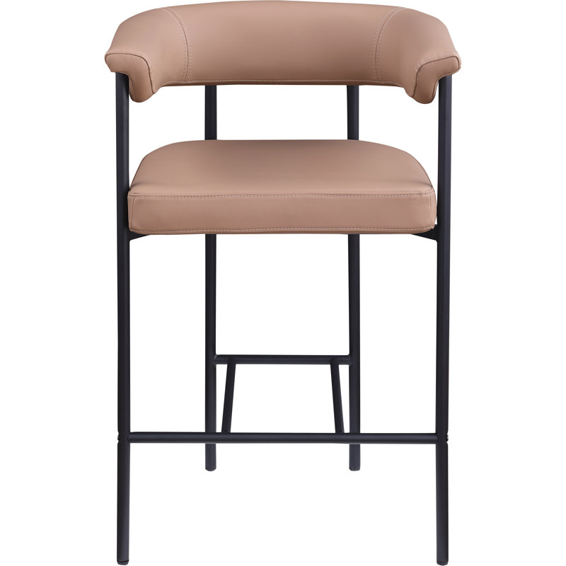 Tabouret de comptoir Malin, Cuir brun clair végétalien