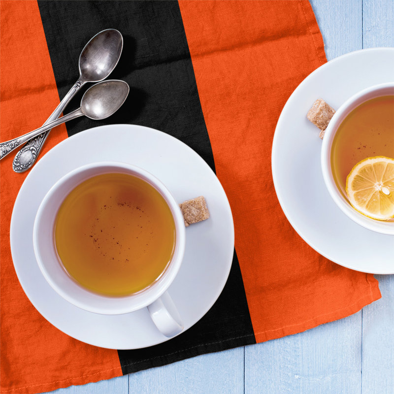 Anaheim Stripe Tea Towel Kitchen Towel, Poly Twill, Orange/Black/Orange