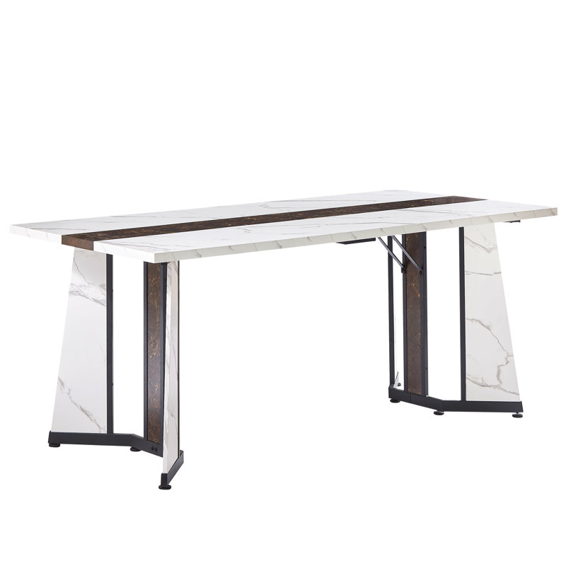 70.9"Rectangular Large Dining Table, Waterproof Large Desk For 8 People, Deluxe Family Dining Table With Adjustable Legs For Kitchen,Living Room,Office