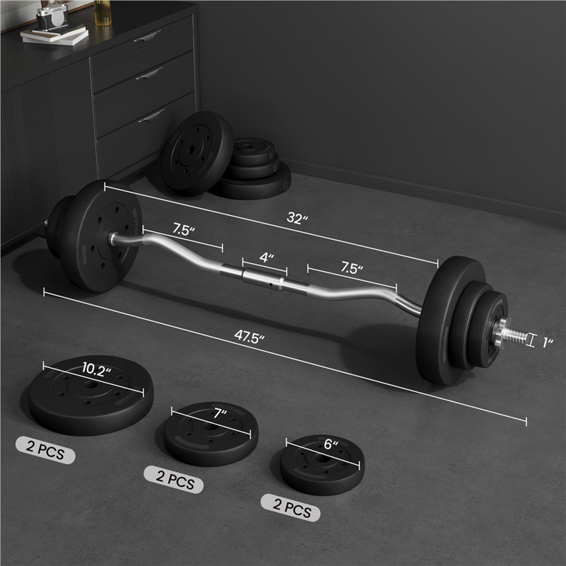 Ensemble de poids Barbell pour l'entraînement en force, 44 lb
