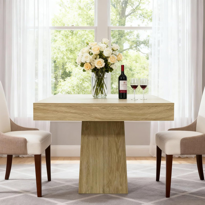 Table de salle à manger carrée peu encombrante pour 4 personnes - de style campagnard moderne avec base en piédestal en bois - Table compacte de 31,5 po idéale pour la salle à manger, le salon et les appartements