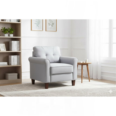 Fauteuil d'appoint gris clair, fauteuil avec accoudoirs et canapé simple rembourré pour la chambre à coucher du salon
