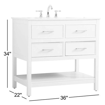 Sinclaire 36'' Single Bathroom Vanity with Engineered Marble Top