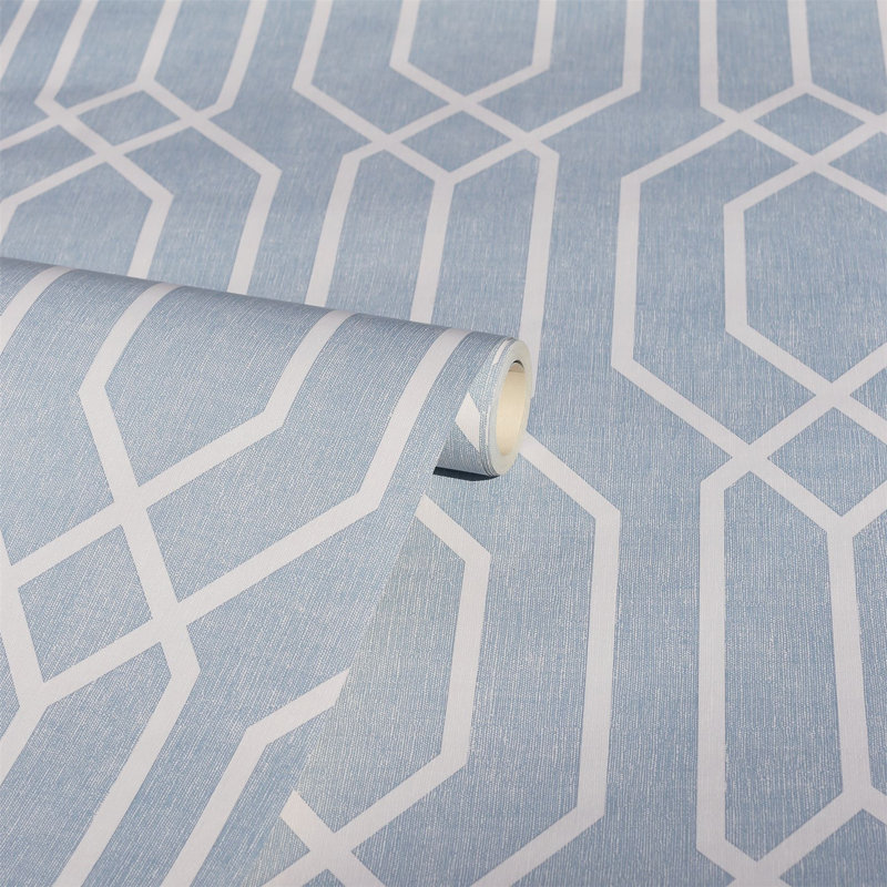  Retro Block Geometric Wallpaper Teal Duck Egg Blue Grey Modern Trellis 908209