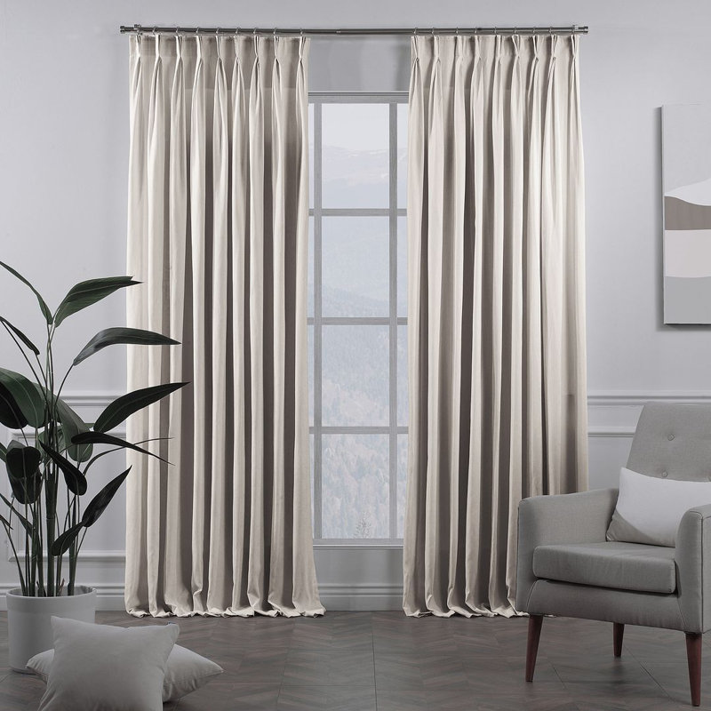 Pinch Pleated Room Darkening Extra Long & Extra Wide Decorative Curtain - Single Panel, Seashell, 190cm Width x 245cm Drop