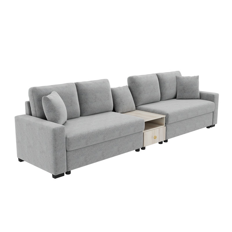 Canapés confortables en chenille avec rangement, mobilier de salon gris moderne