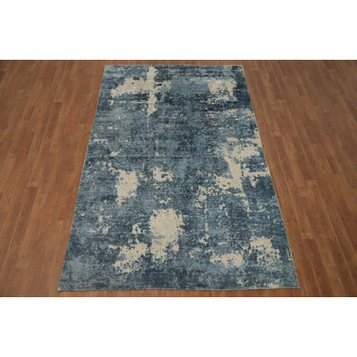 Distressed Look Ocean-Inspired Abstract Area Rug 5x8