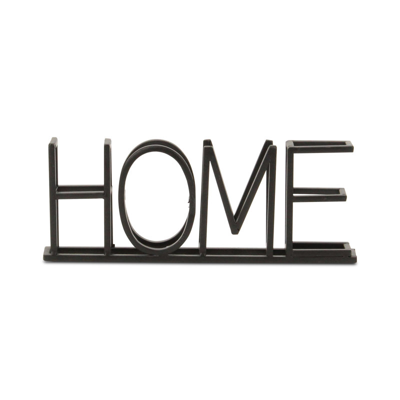 Plaque de table «Home» en métal noir Colma
