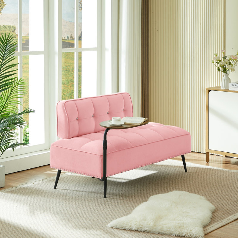 Canapé deux places en velours avec dossier, Pink