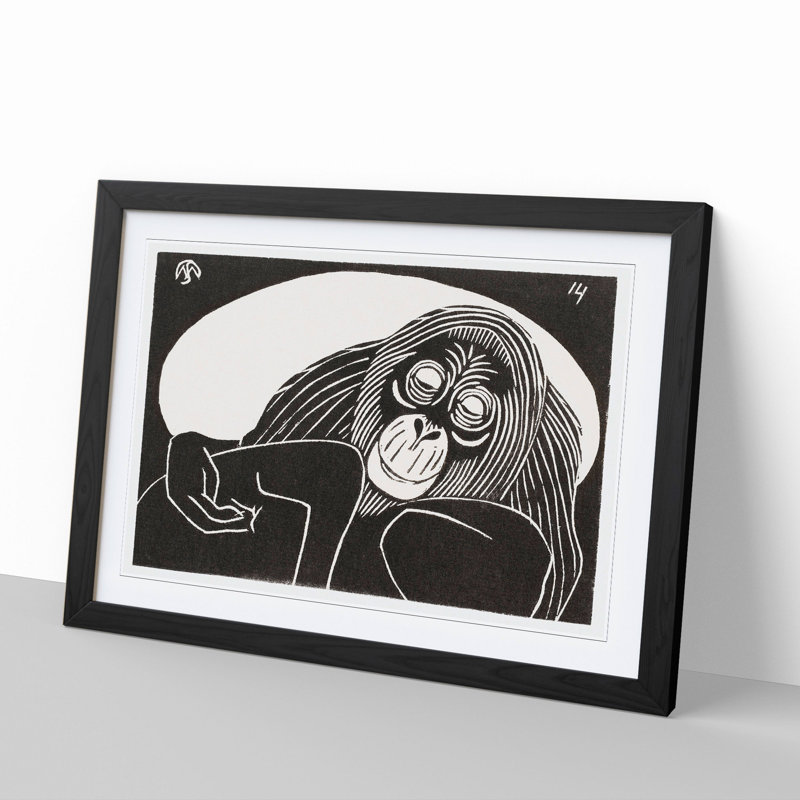 Orangutan by Samuel De Mesquita - Framed Print, 27cm H x 36cm W x 2cm D, Black Framed