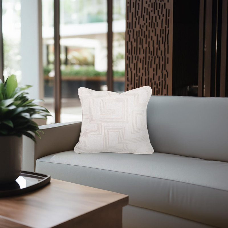 Indoor/Outdoor Pillow Syros Fog, Natural Striped, 20"H x 20"W, Square