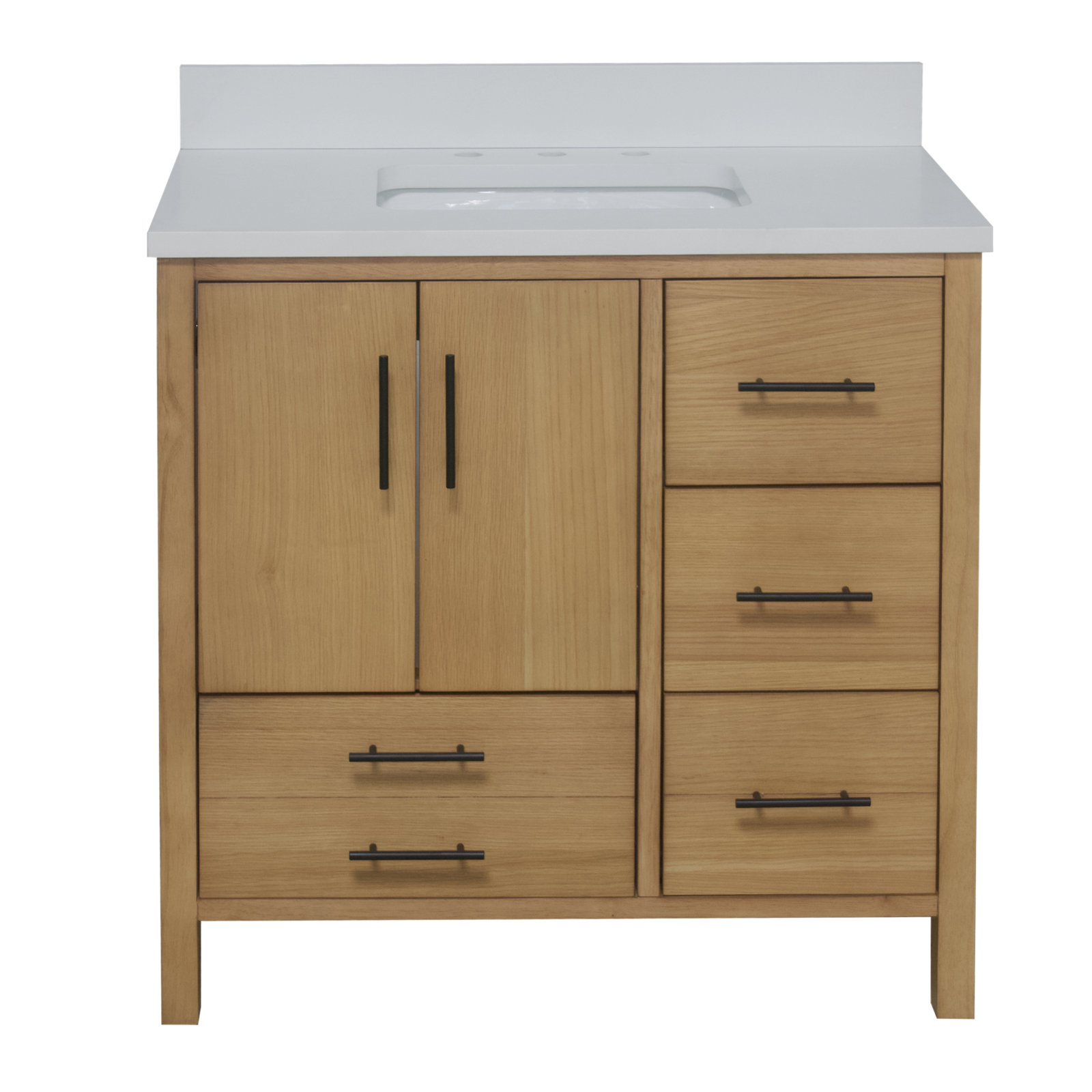 Kiara 36'' Single Bathroom Vanity, Blonde, Matte White
