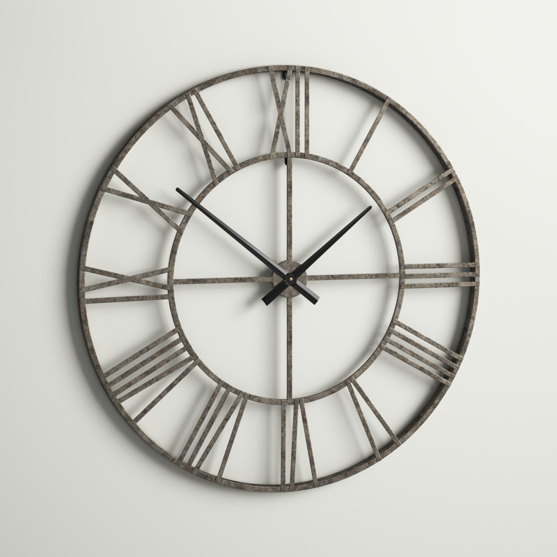 Hartley Skeleton Wall Clock, Antique Silver