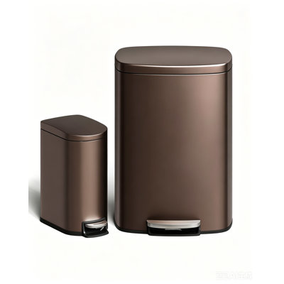 Ensemble de poubelle à pédale 50L et 10L en acier inoxydable avec poubelle à fermeture en douceur à l'épreuve des empreintes digitales avec seau intérieur amovible et poignée arrière