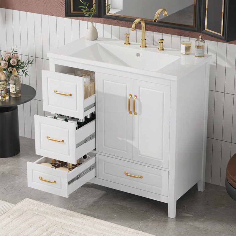 Meuble-lavabo 36 po avec lavabo, Blanc