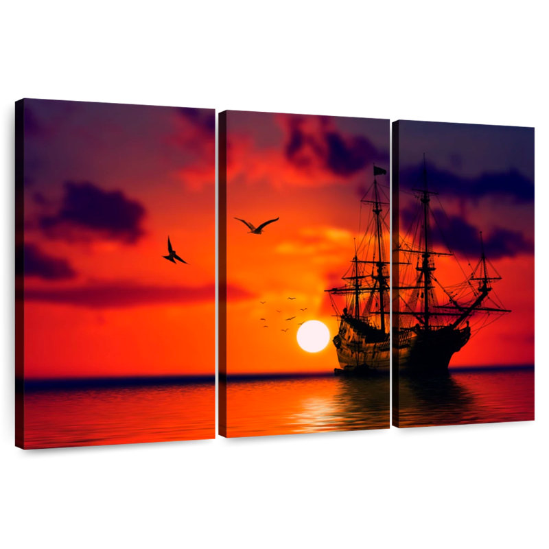 Mehar Ship Sunset, 48" H x 74" W