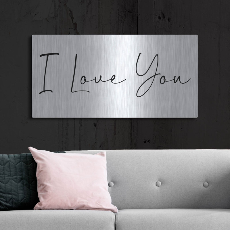 «I Love You», art mural en métal, 48 po x 24 po